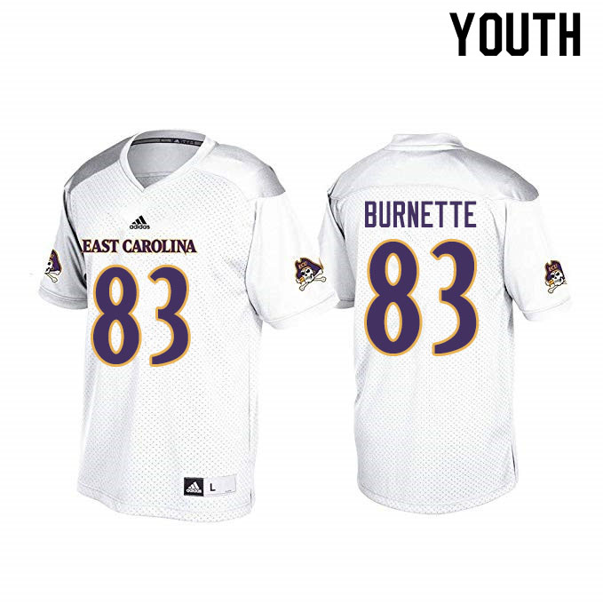 Youth #83 Cam Burnette ECU Pirates College Football Jerseys Sale-White